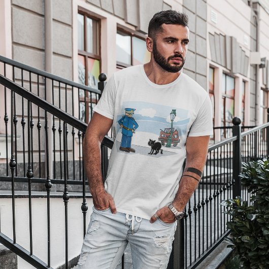 T-shirt Policier Et Chat Noir