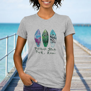 T-shirt Polihale Kauai Watercolor Surboards