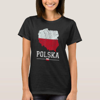 T-shirt Polish Map And Flag Souvenir   Distressed Polska