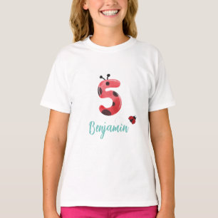 T-shirt Polka rouge mignon point Ladybug 5ème anniversaire