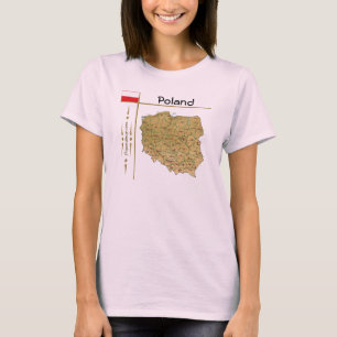 T-Shirt Pologne Carte + Drapeau + Titre
