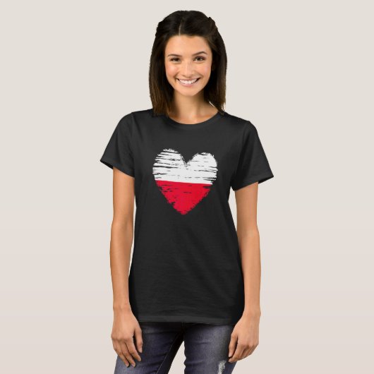 T-shirt Pologne Coeur drapeau polonais Fierté polonaise (Devant entier)