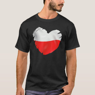 T-shirt Pologne Drapeau Sur La Forme Du Coeur Pologne