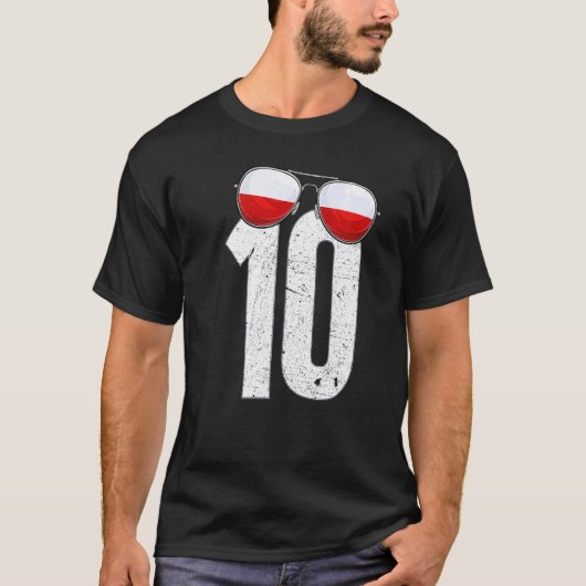T-shirt Pologne Joueur de football Numéro 10 Pole Drapeau (Devant)