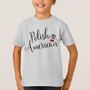 T-shirt Polonais Américain Coeurs Enmêlés Tee