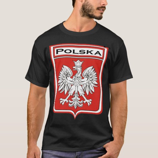 T-shirt polska-foncé, bouclier de Polska/drapeau polonais (Devant)