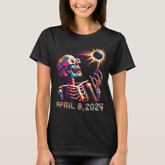 T-shirt Poly Total Eclipse 8 avril 2024 Squelette (Devant)