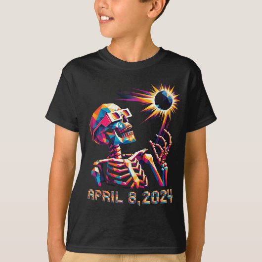 T-shirt Poly Total Eclipse 8 avril 2024 Squelette (Devant)