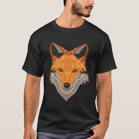 T-shirt Polygon Fox tête basse Poly (Devant)