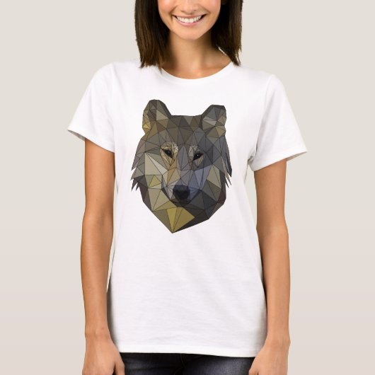 T-shirt Polygone Wolf Mosaïque triangulaire Formes polyart (Devant)