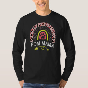 T-shirt Pom Mama Arc-en-ciel Leopard rose Poméranie Maman