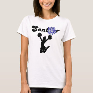 T-shirt Pom-Pom de Cheerleader Senior Double Face Bleu et 