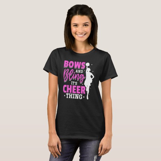 T-shirt Pom-pom girl Cheerled Bows and Bling It´s Cheerled (Devant entier)