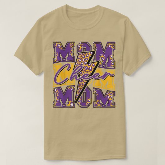 T-shirt Pom-Pom Maman Éclair Pom-Pom Léopard Violet Or (Design devant)