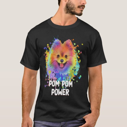 T-shirt Pom Pom Power Poméranie Humour Toy race Animal P (Devant)