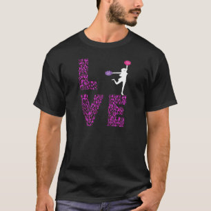 T-shirt Pom Poms Cheer Girl Love Leopard Cheerled Chee