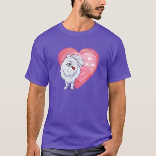 T-shirt Pomeranian blanc Saint-Valentin (Devant)