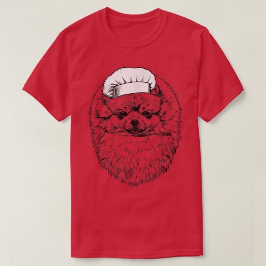 T-shirt Pomeranian Chien Cuisinier Chef Cuisine drôle (Design devant)