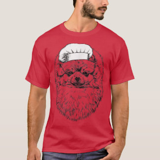 T-shirt Pomeranian Chien Cuisinier Chef Cuisine drôle