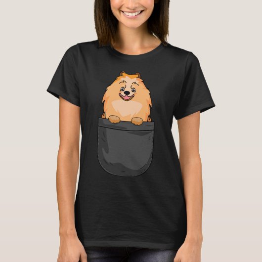 T-shirt Pomeranian Dog In Pocket Dog Cute (Devant)