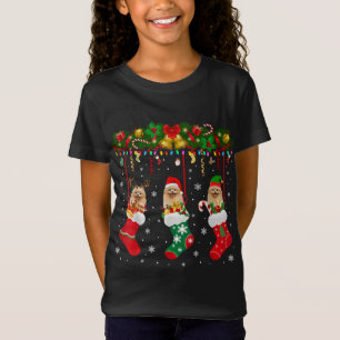 T-Shirt Poméranian In Sock Xmas Reindeer Santa ELF Dog