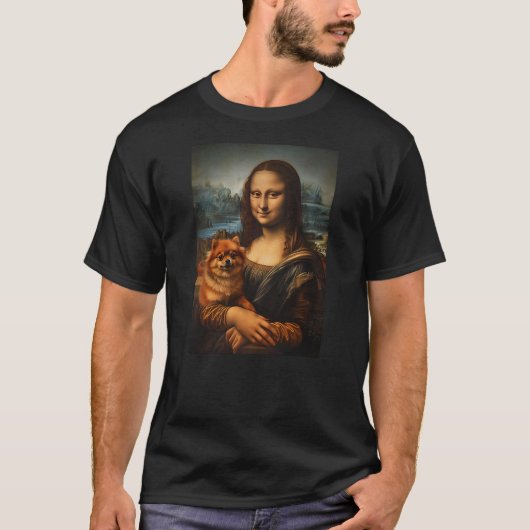 T-shirt Pomeranian Mona Lisa Painting Art Dog Mom Dad (Devant)