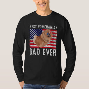 T-shirt Pomeranian Papa Usa Drapeau Américain Chien Pomera