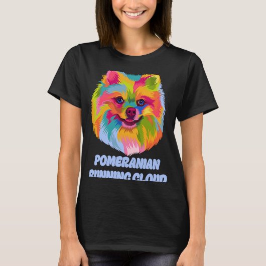 T-shirt Poméranie Courir Chien Nuageux Humour Animaux Pom  (Devant)
