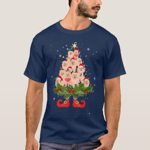 T-shirt Poméranie feux d'arbre de Noël Funky Santa Hat D
