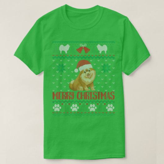 T-shirt Poméranie laide Noël joyeux chien Joyeux Noël (Design devant)