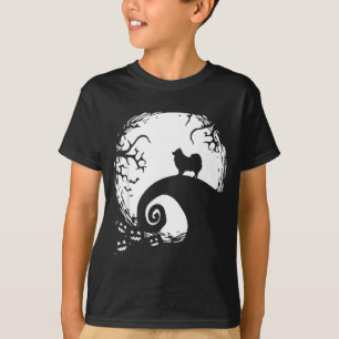 T-shirt Poméranien avec Halloween de la Lune
