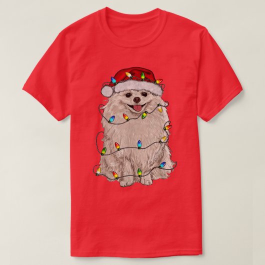 T-shirt Poméranien sapin de Noël Amoureux des chiens de py (Design devant)