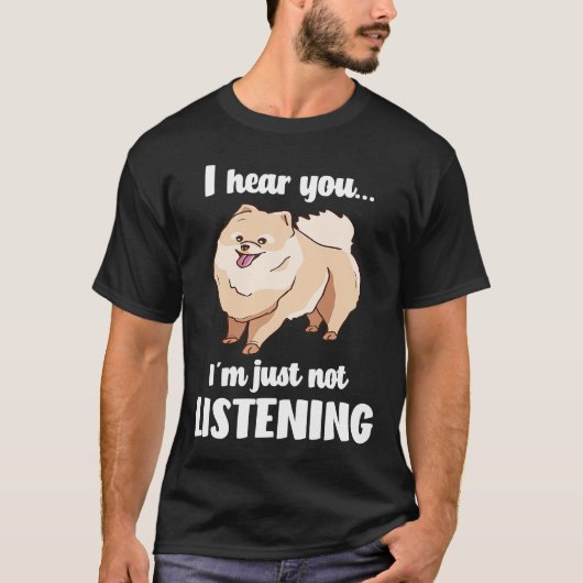 T-shirt Poméranien vous entend pas écouter (Devant)