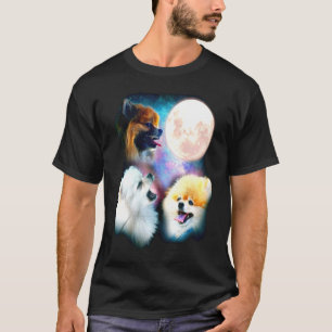 T-shirt Poméranienne Howling Lune Trois Loups Lune Tee