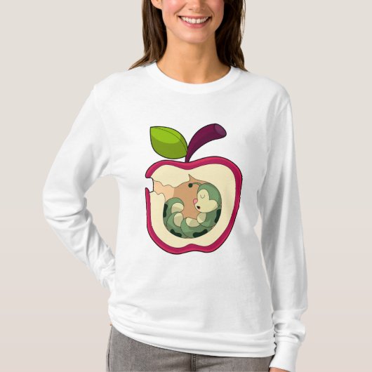 T-shirt Pomme à bec à chenille (Devant)