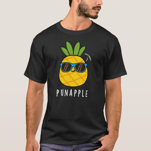 T-shirt Pomme à pistolet Funny Fruit Pun ananas Dark BG (Devant)