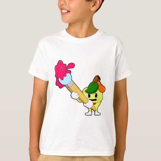 T-shirt Pomme comme Peintre avec pinceau (Devant)