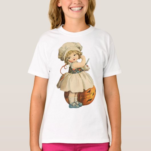 T-shirt Pomme de sculpture pour fille d'Halloween (Devant)