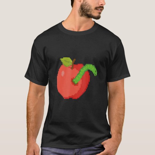 T-shirt Pomme Pixel avec ver à l'intérieur (Devant)