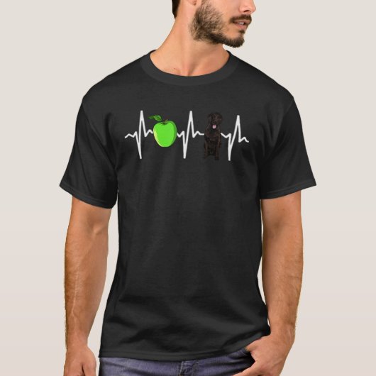 T-shirt Pomme Retriever à revêtement plat Heartbeat Chien (Devant)
