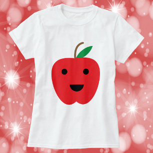 T-shirt Pomme rouge mignon visage Kawaii