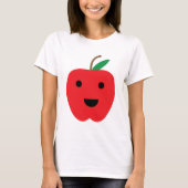 T-shirt Pomme rouge mignon visage Kawaii (Devant)