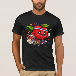 T-shirt Pomme Rouge Super Mascotte de Fitness en Dessin An