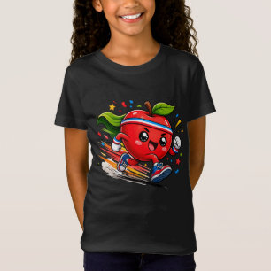 T-Shirt Pomme Rouge Super Mascotte de Fitness en Dessin An