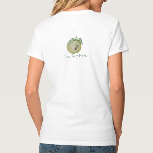 T-shirt Pomme verte avec maggot drôle en casquette illustr (Dos)