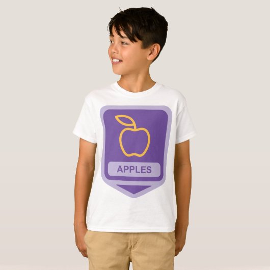 T-shirt Pomme violette Badge Conception Fruit Lover (Devant entier)
