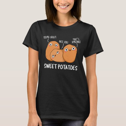 T-shirt Pommes de terre sucrées amusant Nourriture chatte  (Devant)