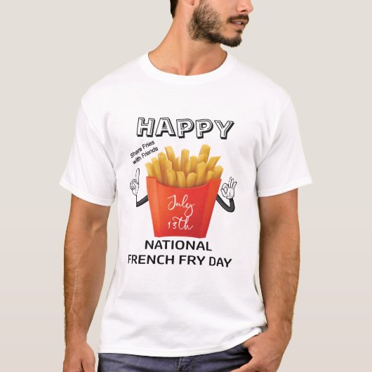 T-shirt Pommes frites jour 13 juillet national heureux, (Devant)