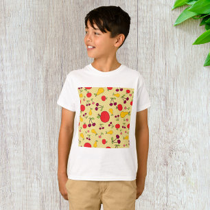 T-shirt Pommes Motifs de fruits colorées Cerises et poires