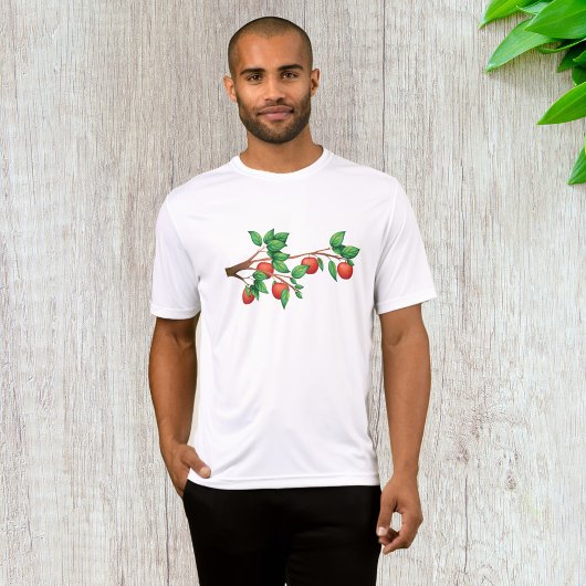 T-shirt Pommier rouge Branche Fruit frais et Feuilles vert